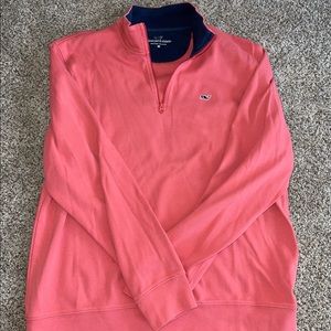 Men’s Vineyard Vines Coral Quarter Zip Pullover